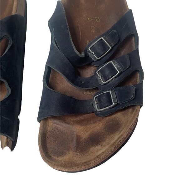 Birkenstock Florida Three-Strap Navy Leather Sandal Shoes. Size 38 (7/7.5). - Picture 2 of 7